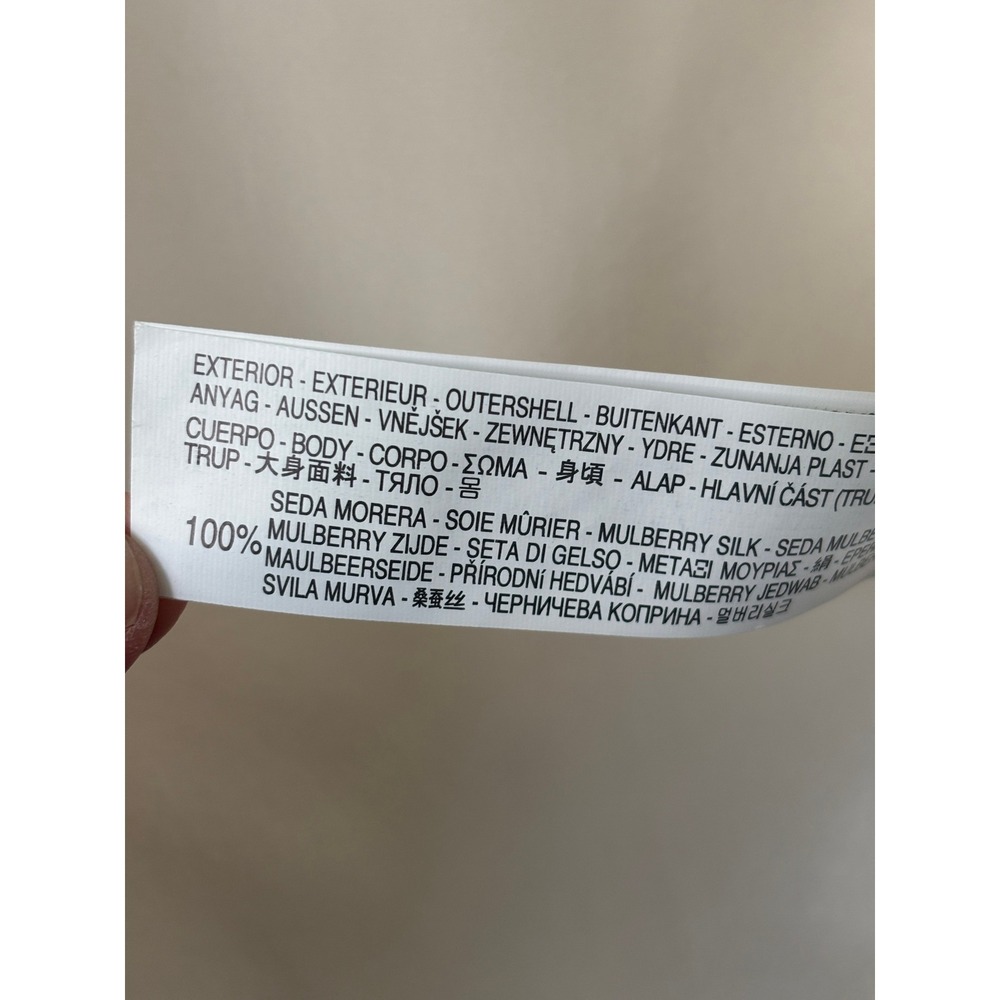 Zara Woman Silk & Wool Mixed Media Blouse Cream High Low Long Sleeve Medium - Picture 3 of 8